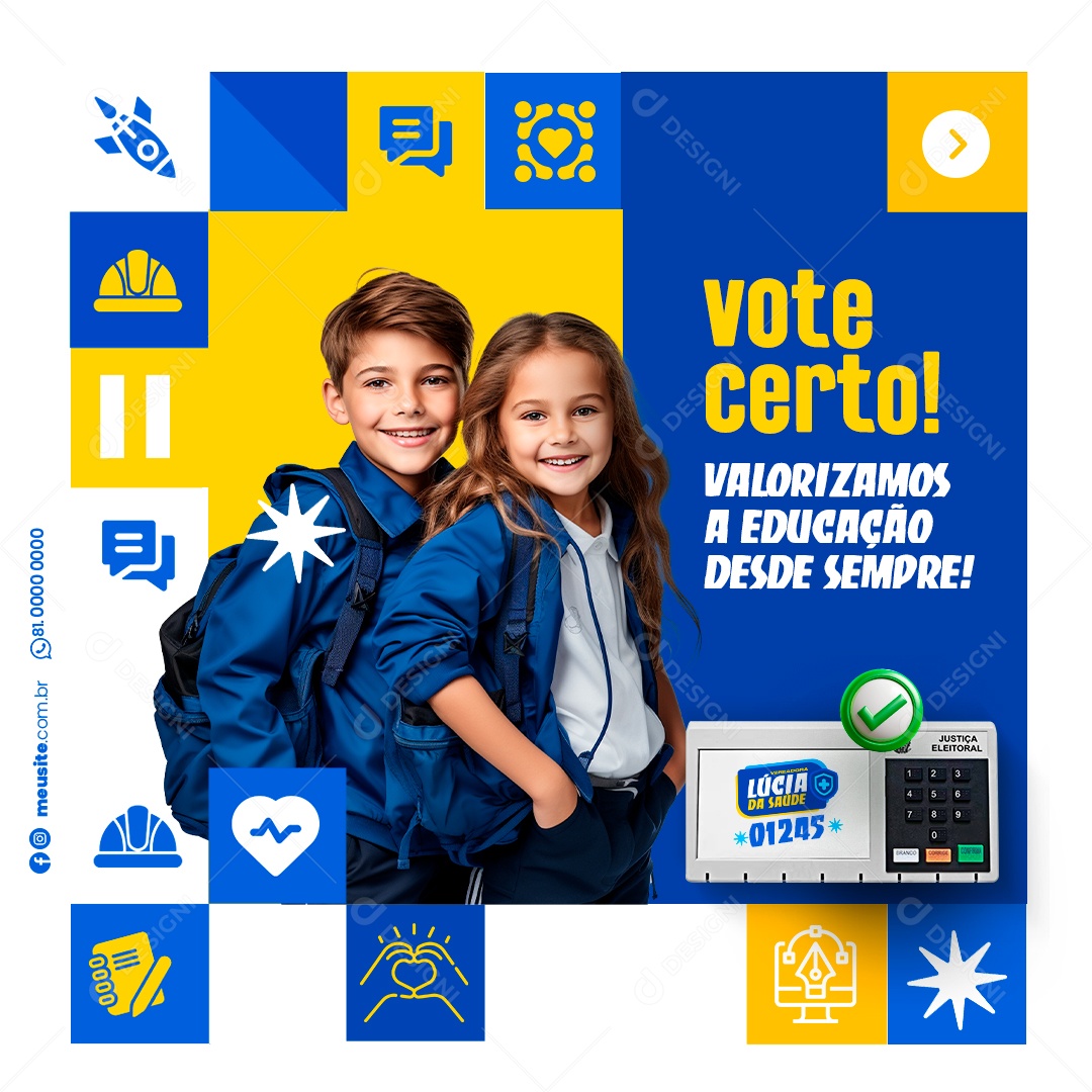 Politica Vote Certo Valorizamos a Educação Social Media PSD Editável