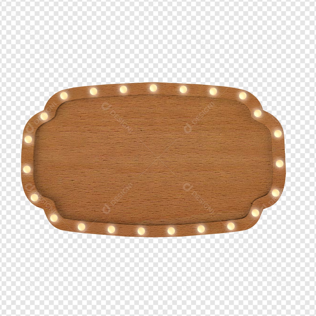 Placa com LED Elemento 3D Amarelo e Marron para Composição PSD