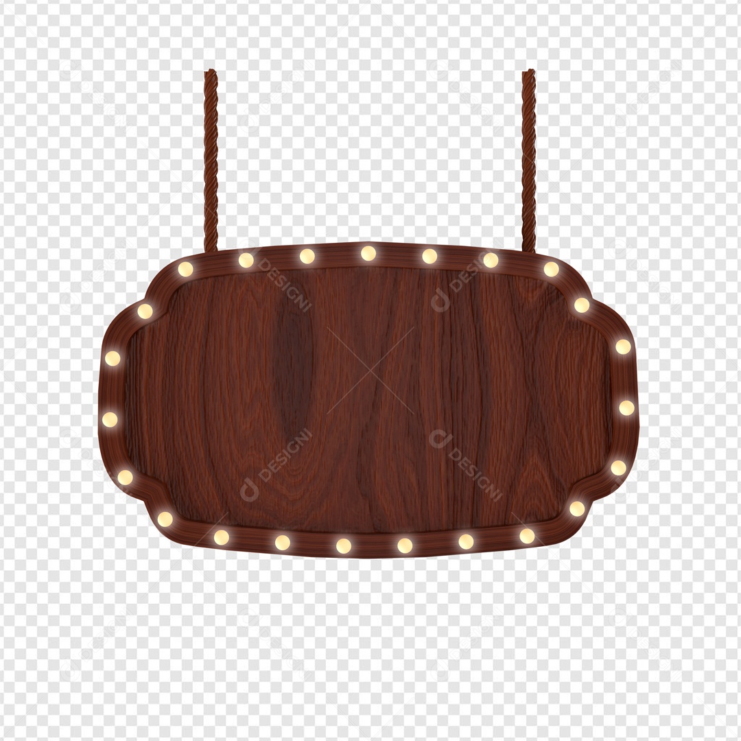 Placa Base de Madeira com LED Amarelo Elemento 3D para Composição PSD