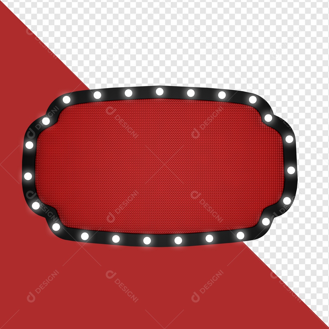 Placa de Metal e LED Elemento 3D Preto e Vermelho para Composição PSD