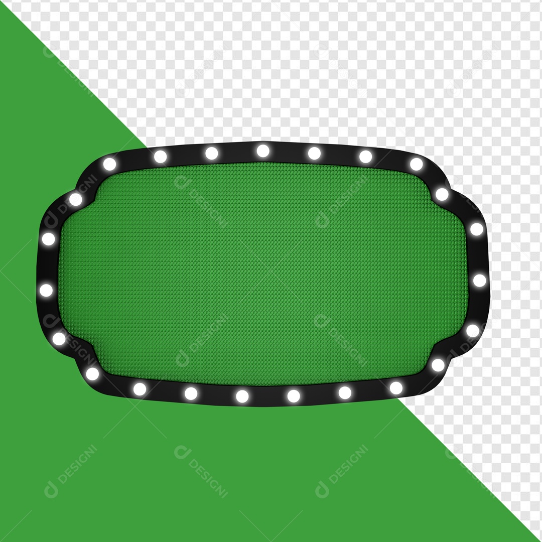 Placa de Metal e LED Elemento 3D Preto e Verde para Composição PSD