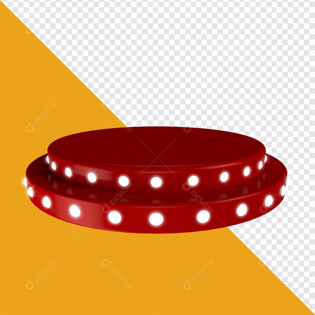 Podium LED Elemento 3D Vermelho para Composição PSD