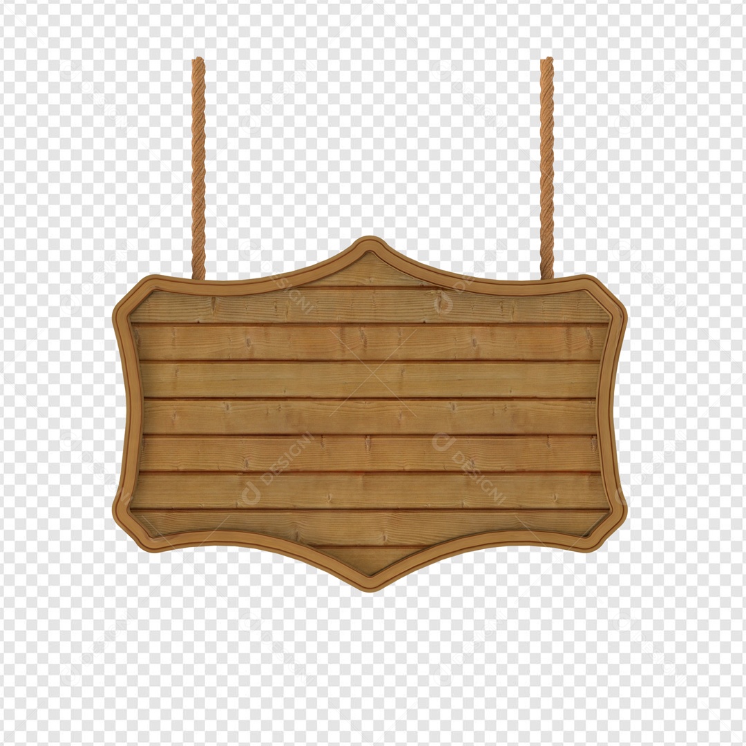 Placa Detalhada e Corda Elemento 3D de Madeira para Composição PSD