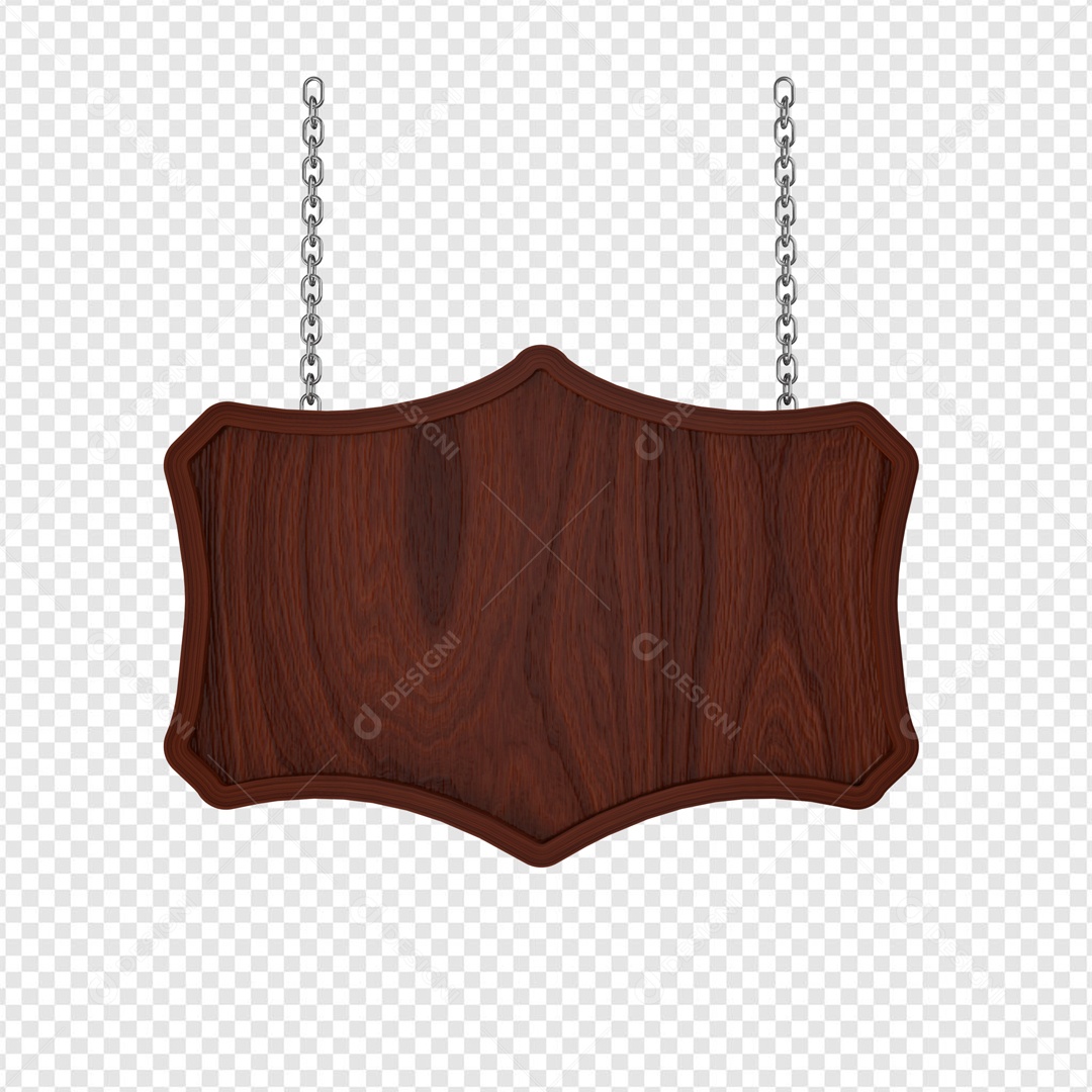 Placa Marron Elemento 3D de Madeira para Composição PSD