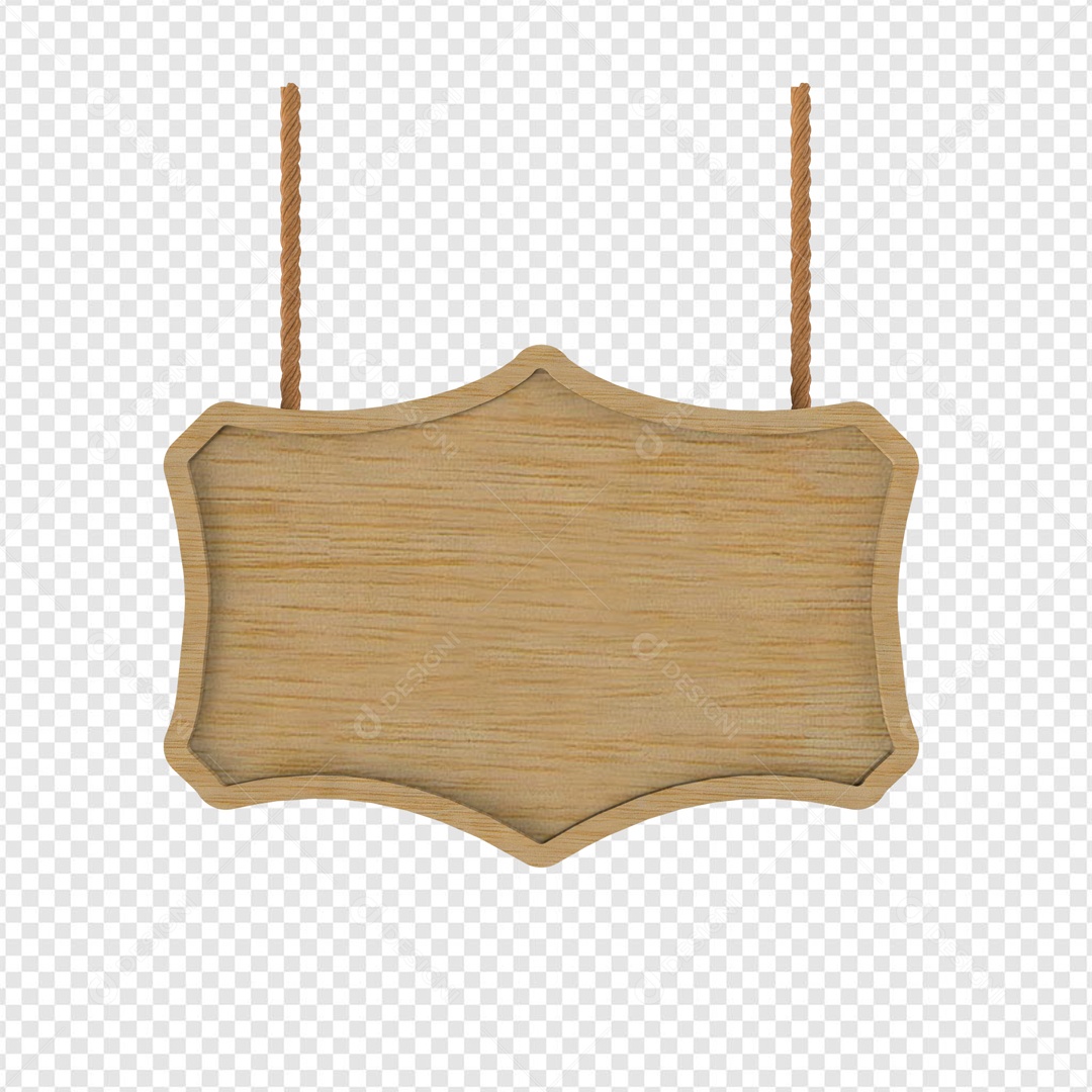 Placa de Madeira Pendurada Elemento 3D Marron para Composição PSD