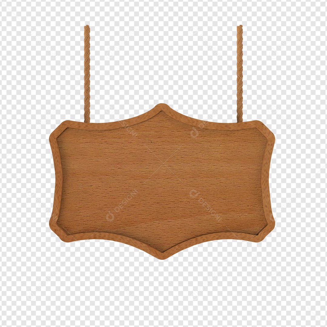Elemento 3D Placa de Madeira Pendurada para Composição PSD
