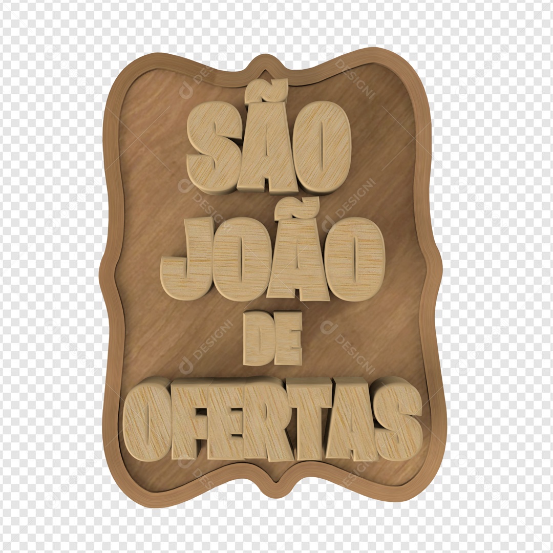 Selo 3D São João de Ofretas para Composição PSD