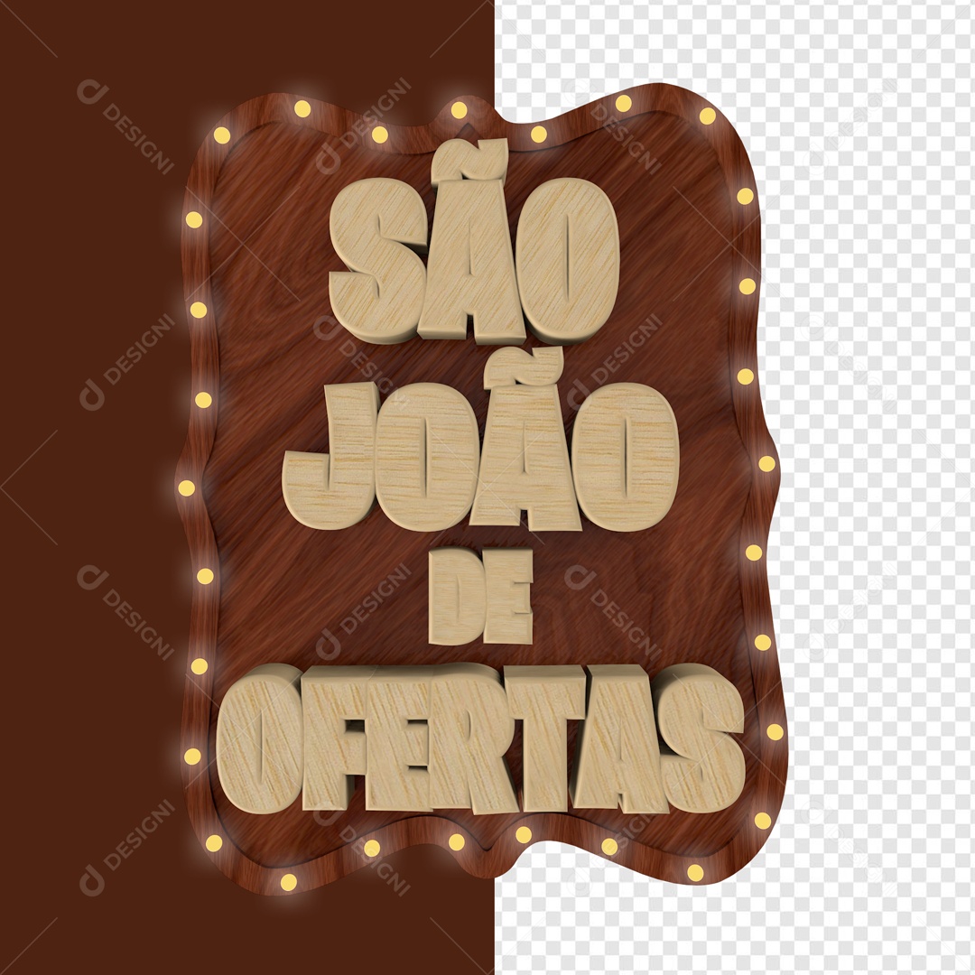 São João de Ofretas Marron Selo 3D para Composição PSD