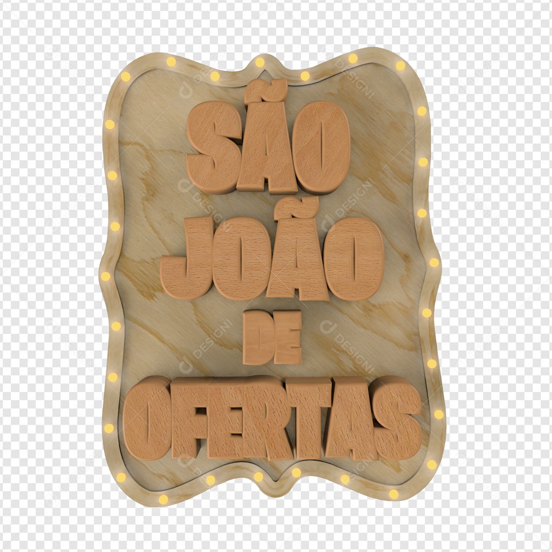 São João de Ofretas Selo 3D Marron para Composição PSD