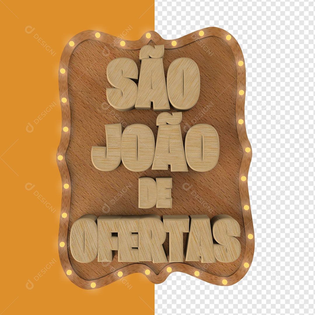 São João de Ofretas LED Selo 3D para Composição PSD