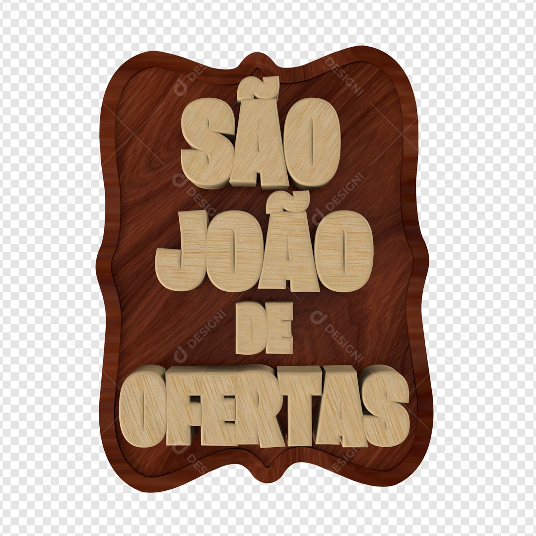 São João de Ofretas Selo 3D Madeira para Composição PSD