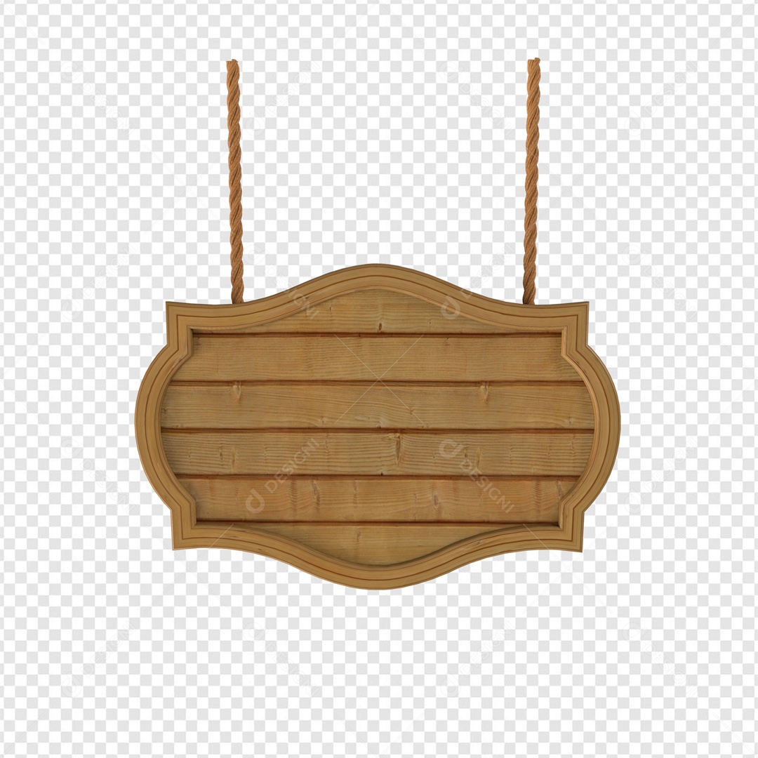 Placa de Madeira com Detalhe Elemento 3D para Composição PSD