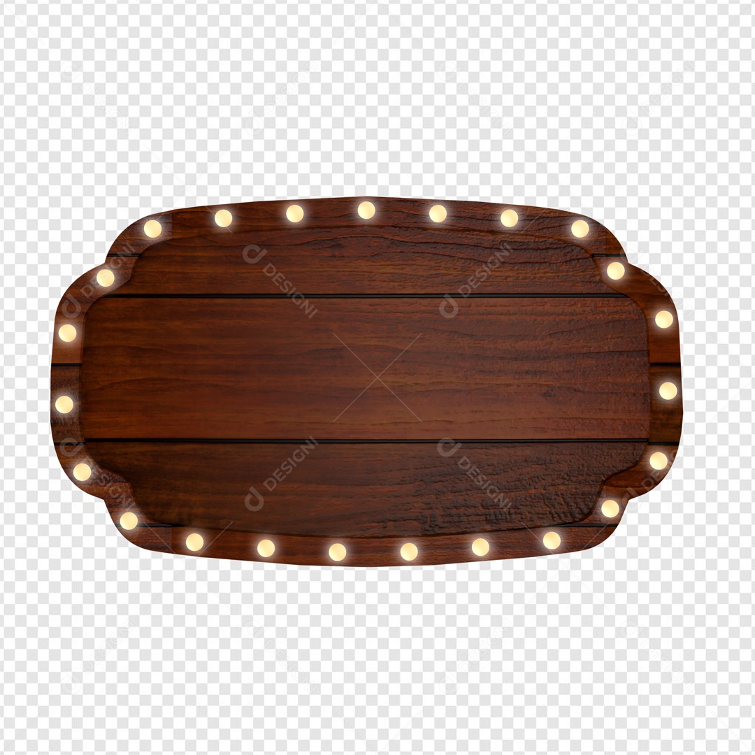 Placa de Madeira com LED Elemento 3D Marron para Composição PSD