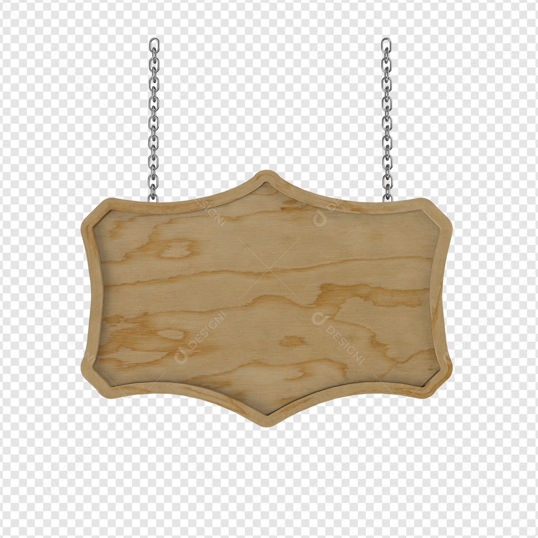Placa de Madeira com Corrente Elemento 3D para Composição PSD