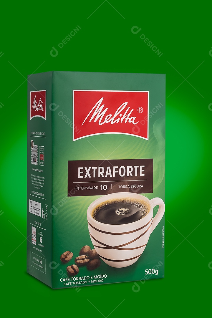 Caixa de cafe melitta em fundo isolado verde