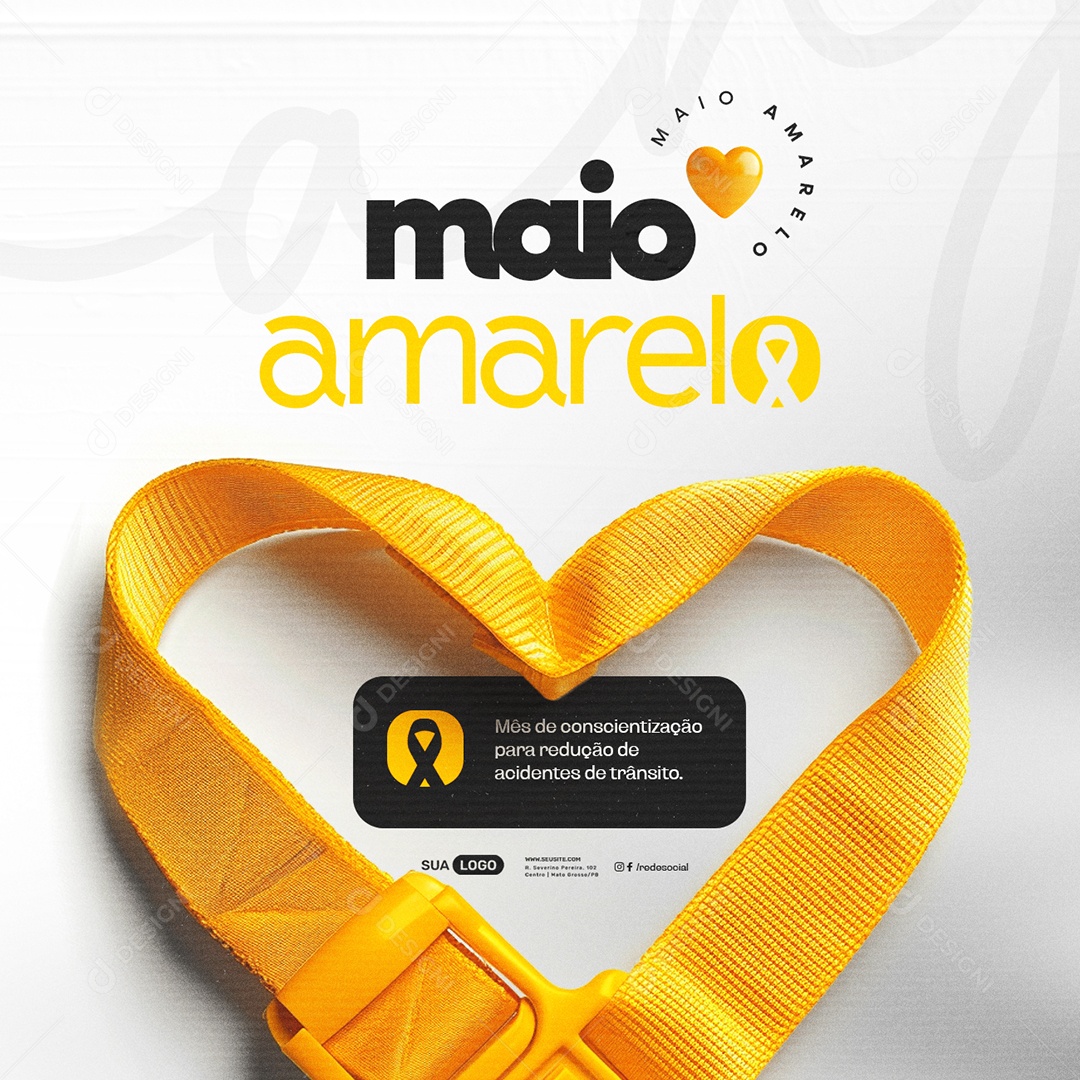 Maio Amarelo Mês de Conscientização Para Redução de Acidentes de Trânsito Social Media PSD Editável