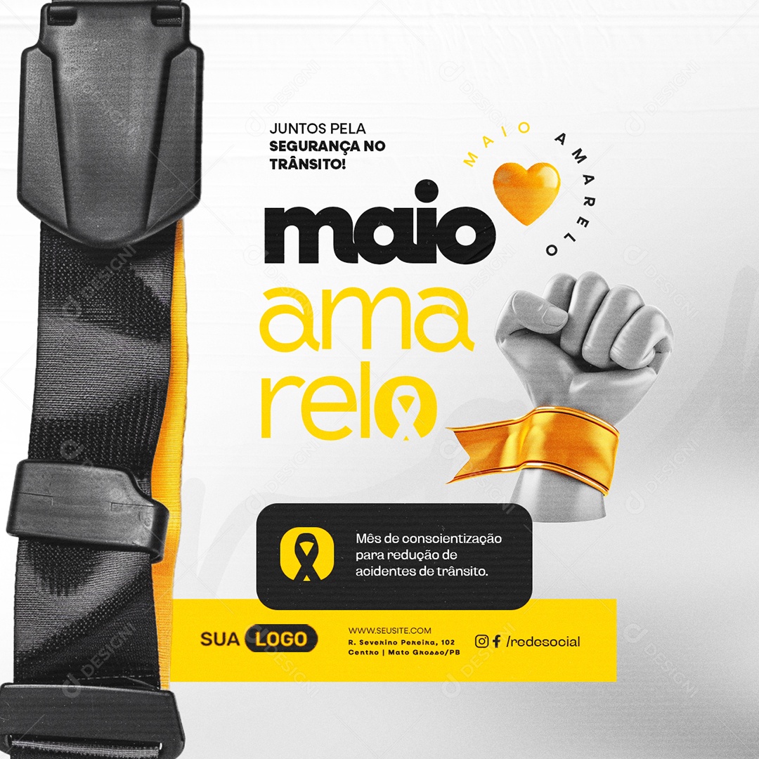 Social Media Maio Amarelo Juntos Pela Segurança no Trânsito PSD Editável