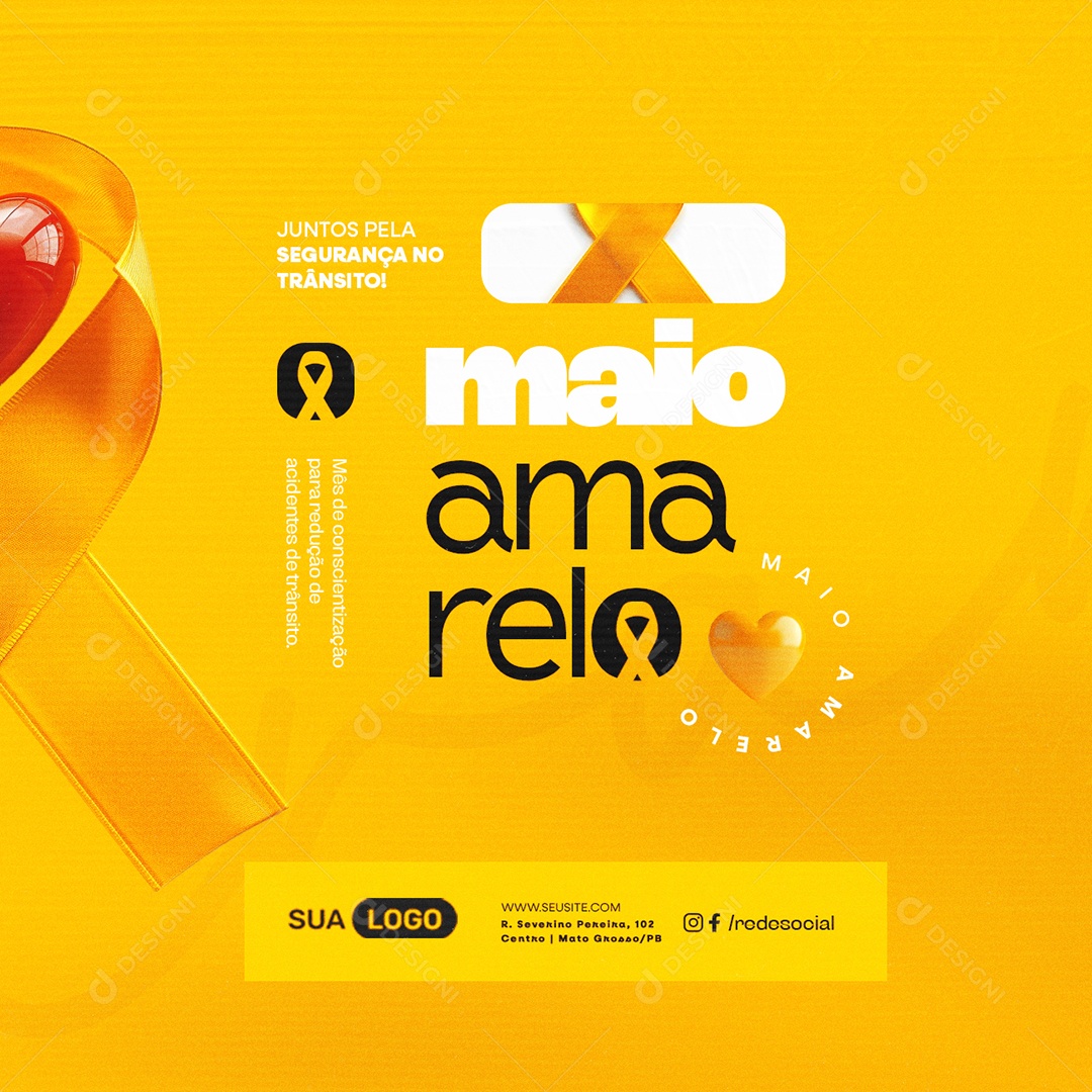 Maio Amarelo Juntos Pela Segurança no Trânsito Social Media PSD Editável