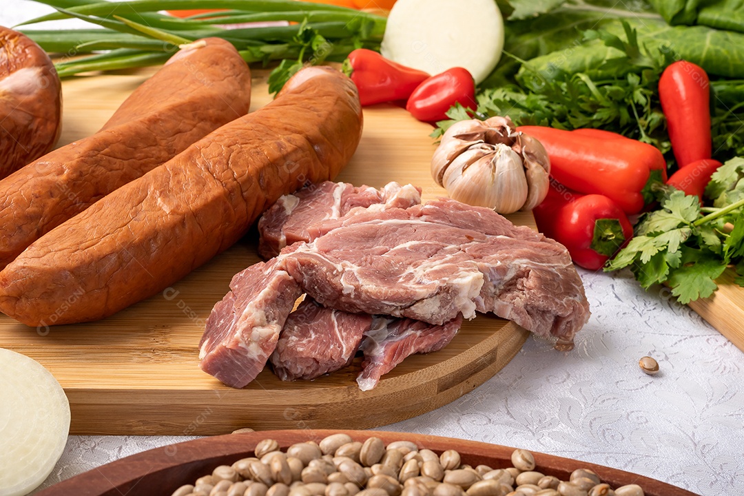 Ingredientes deliciosos para preparo de um gostoso feijão