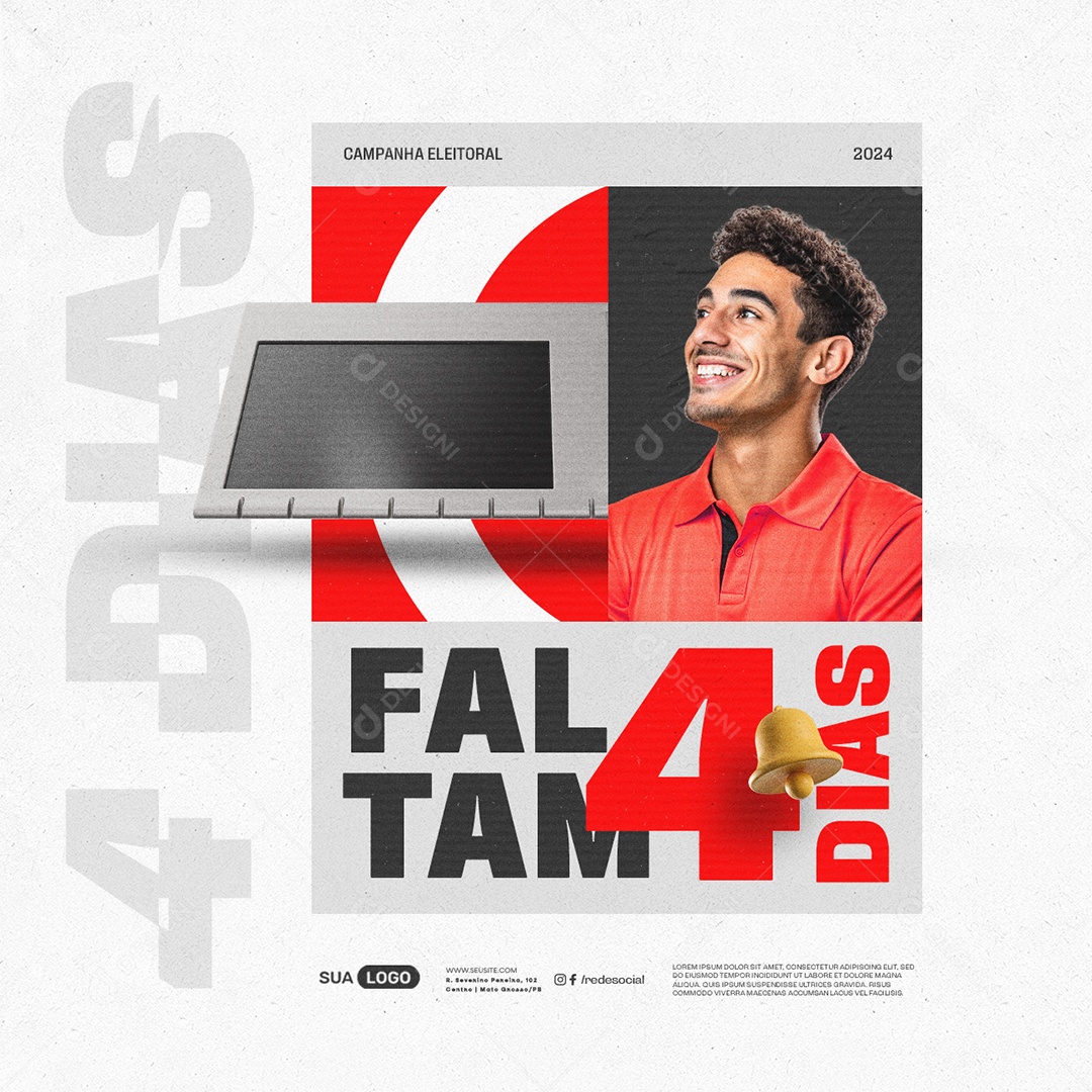 Politica Campanha Eleitoral Faltam 4 Dias Social Media PSD Editável