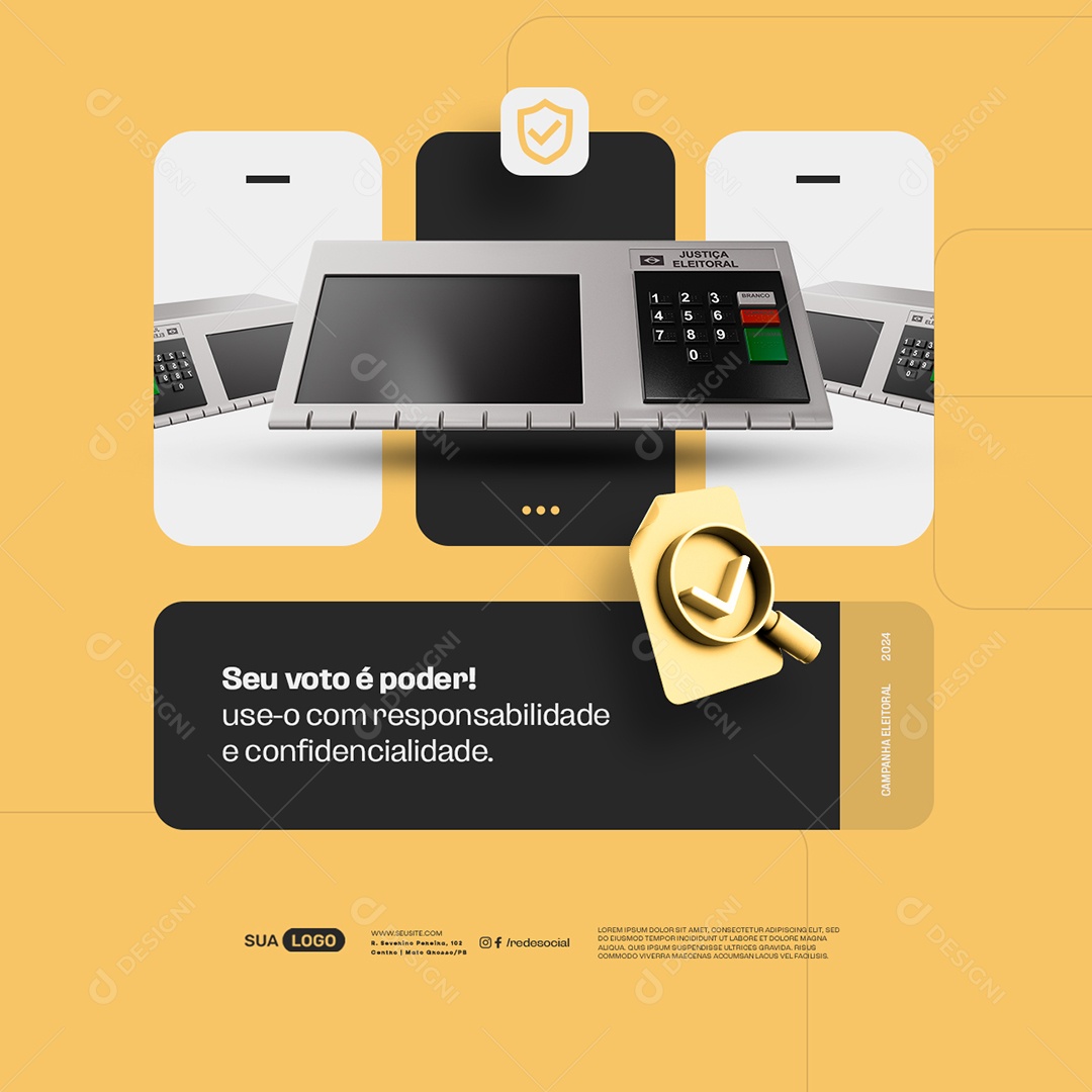 Politica Campanha Eleitoral Seu Voto é Poder Social Media PSD Editável
