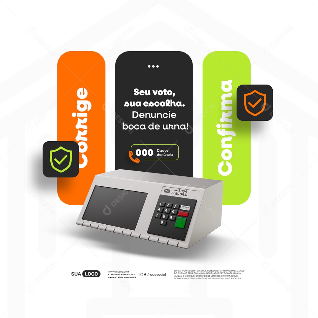 Politica Campanha Eleitoral Corrige Seu Voto Sua Escolha Social Media PSD Editável