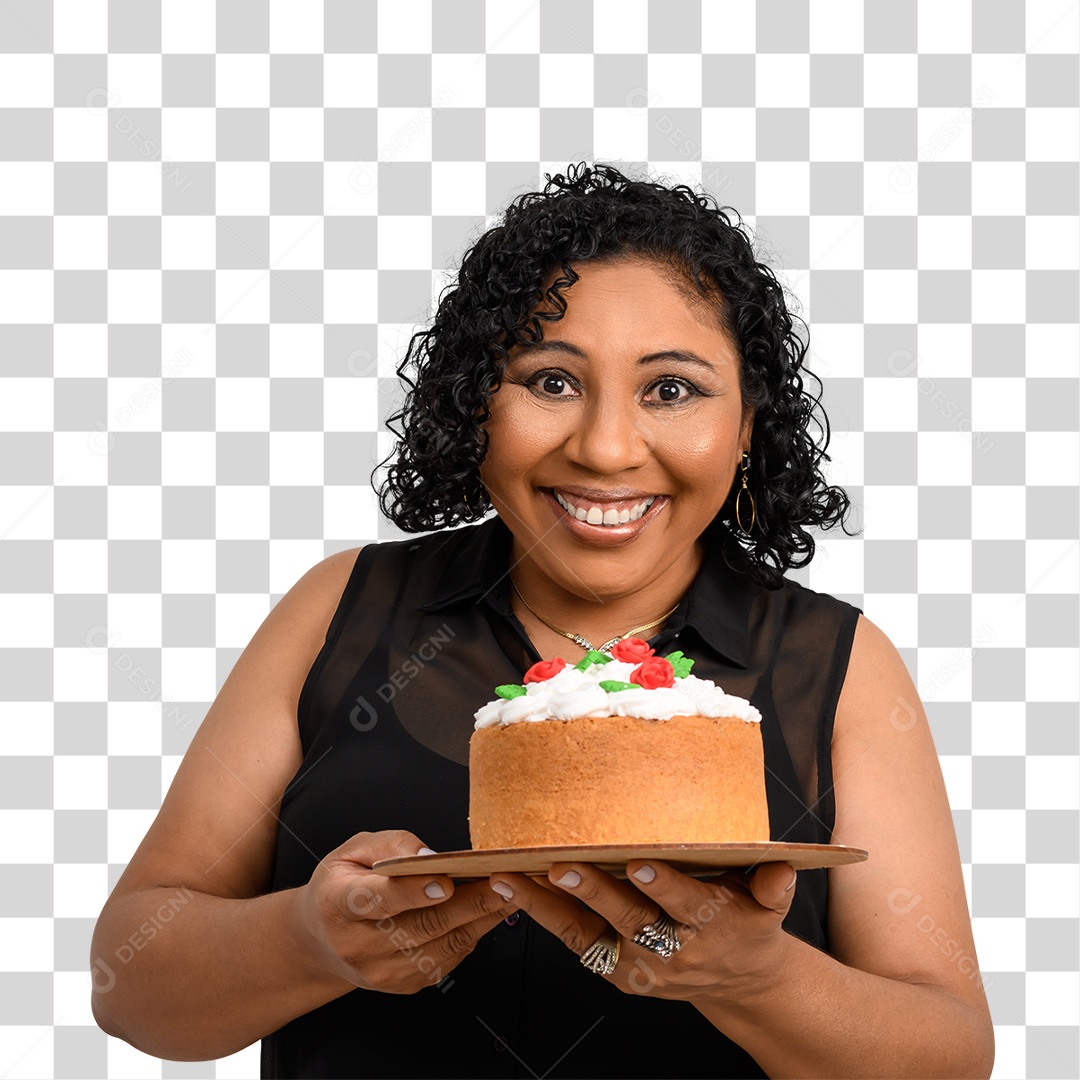 Mulher Com Bolo PNG Transparente