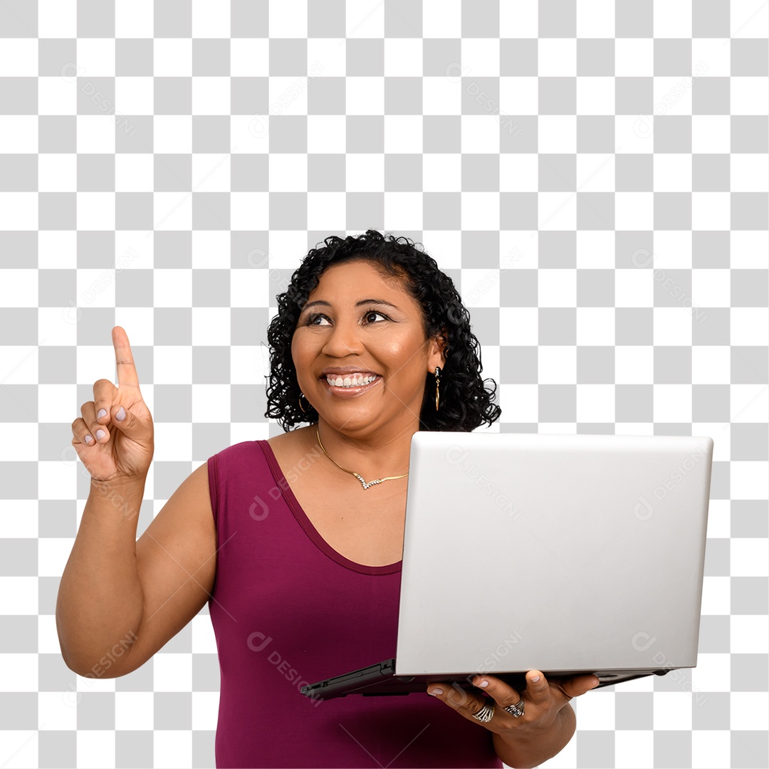 Mulher com Notebook PNG Transparente