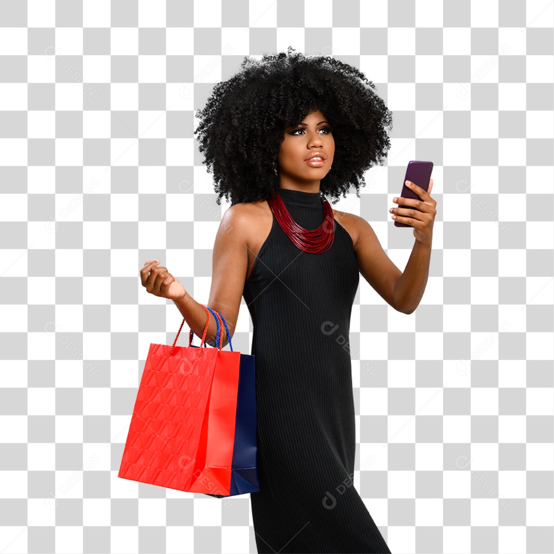 Mulher com Sacolas de Compras PNG Transparente