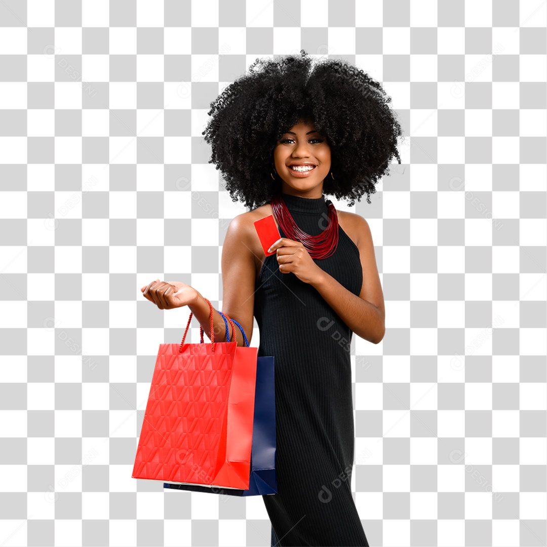 Mulher com Sacolas de Compras PNG Transparente