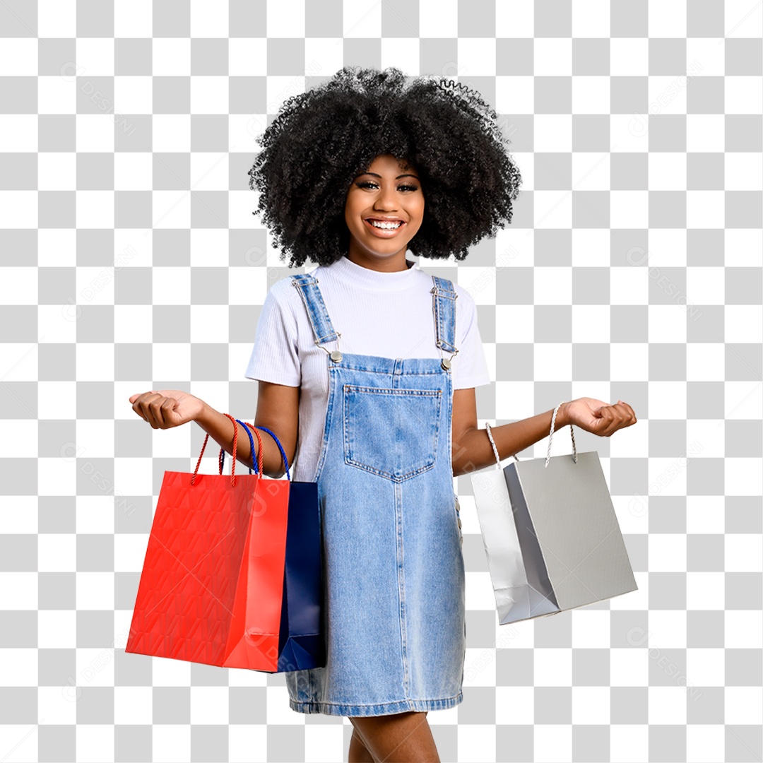 Mulher com Sacolas de Compras PNG Transparente