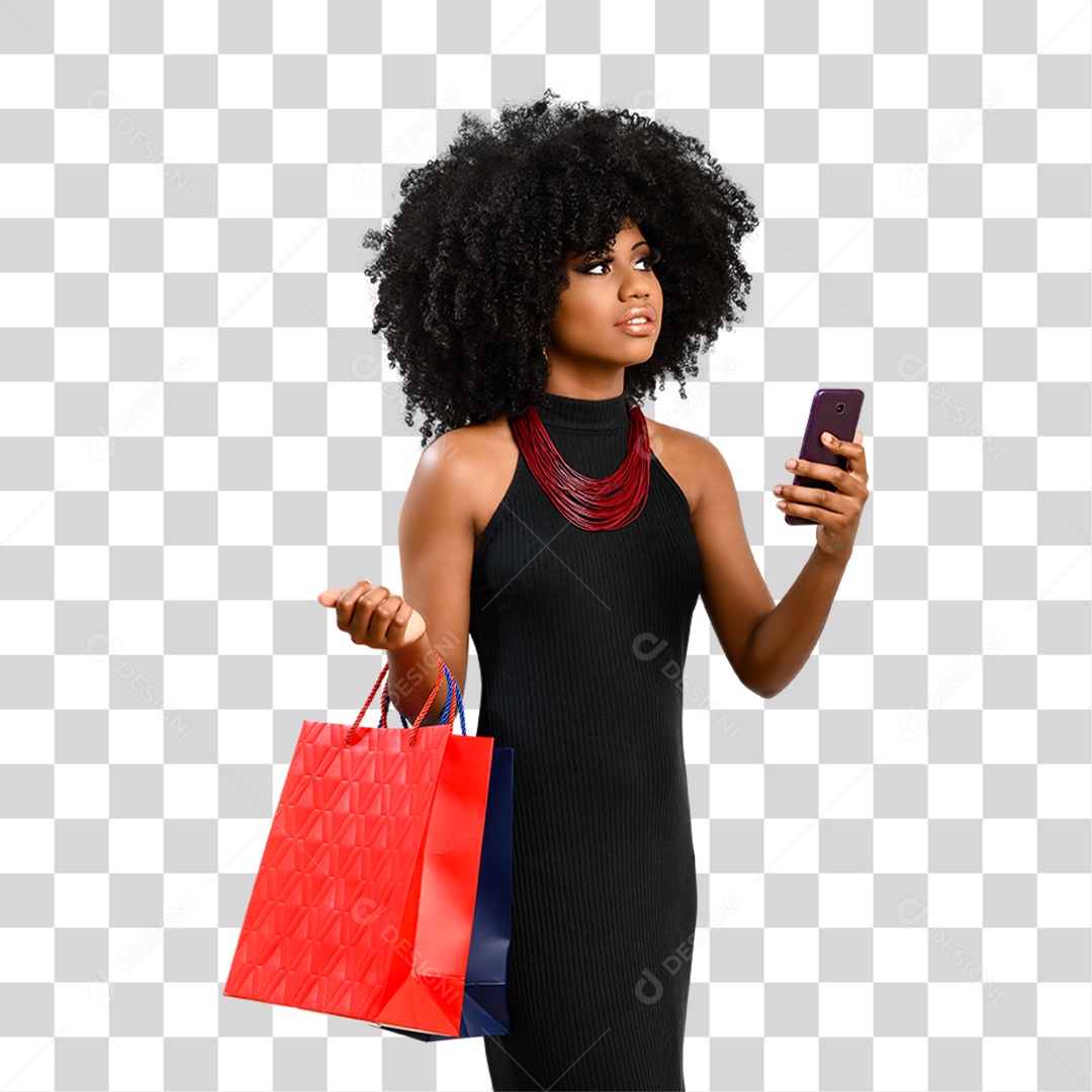 Mulher com Sacolas de Compras PNG Transparente
