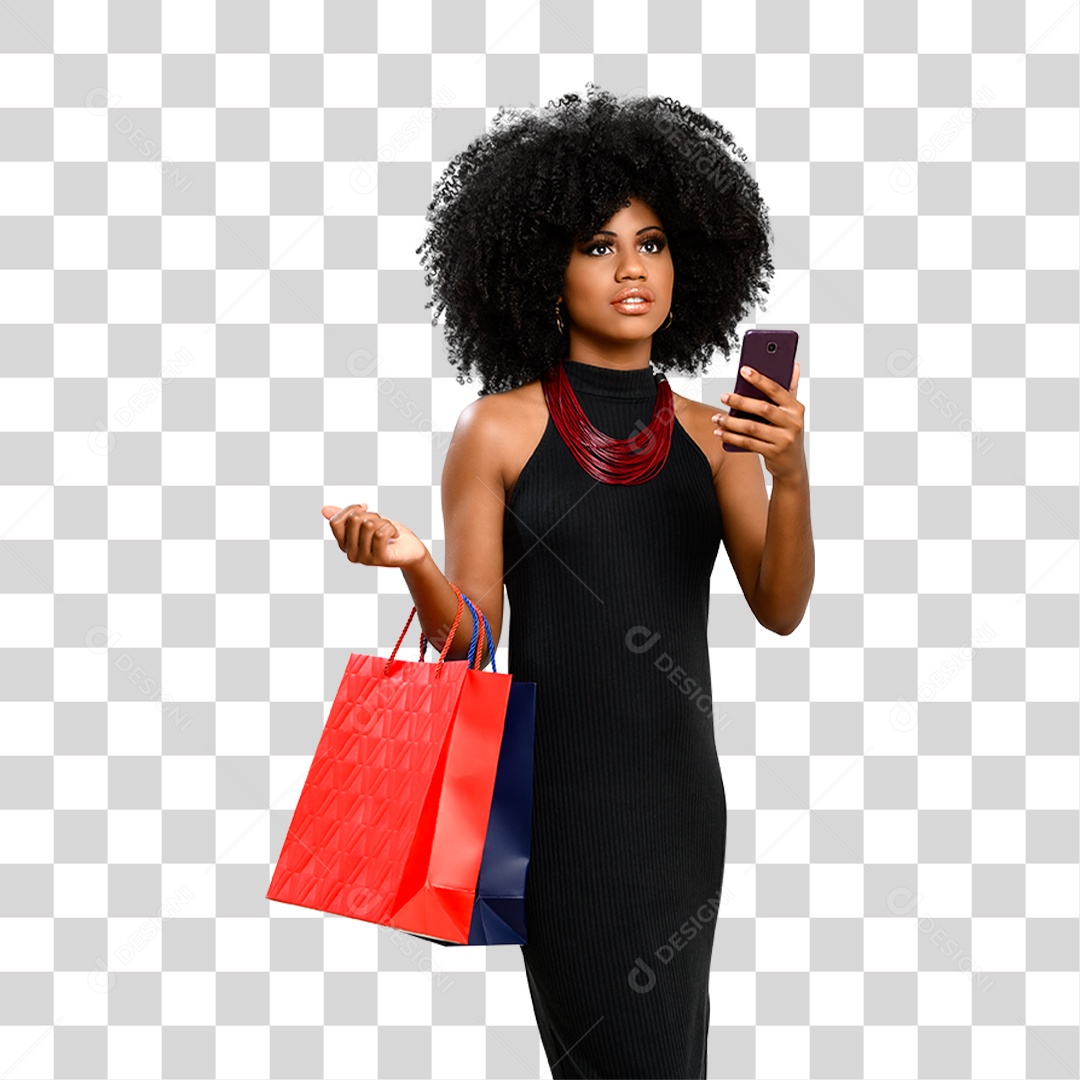 Mulher com Sacolas de Compras PNG Transparente