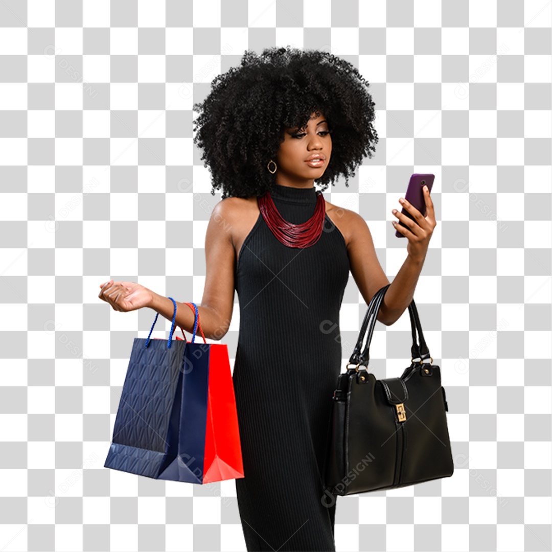 Mulher com Sacolas de Compras PNG Transparente