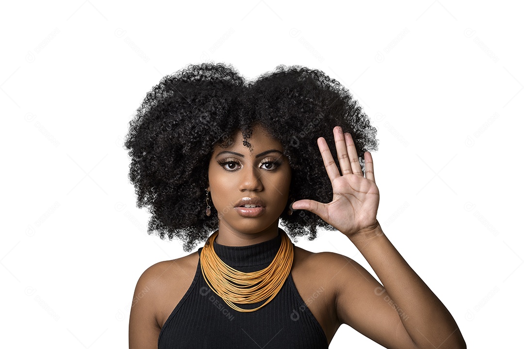 Jovem modelo linda sinalizando pare