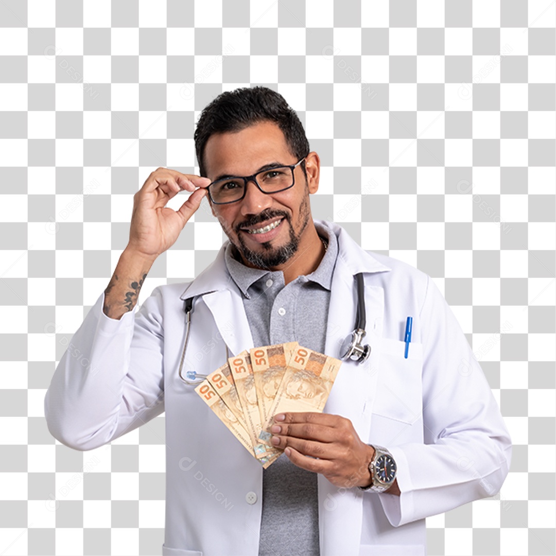 Homem Segurando Dinheiro PNG Transparente