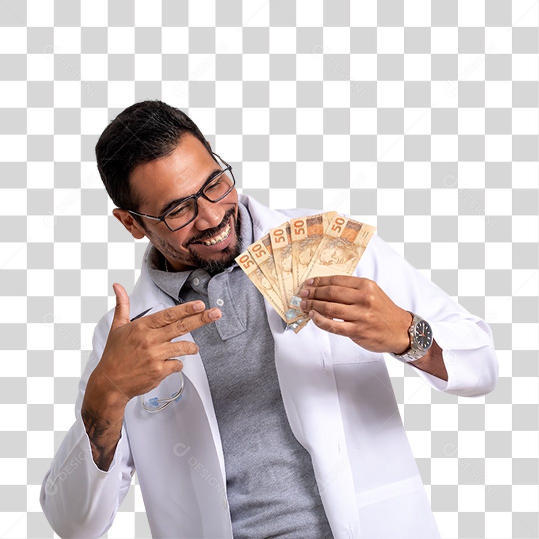 Homem Segurando Dinheiro PNG Transparente