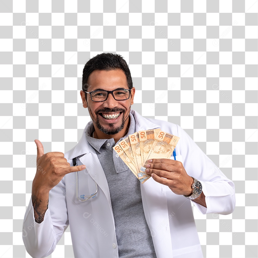 Homem Segurando Dinheiro PNG Transparente