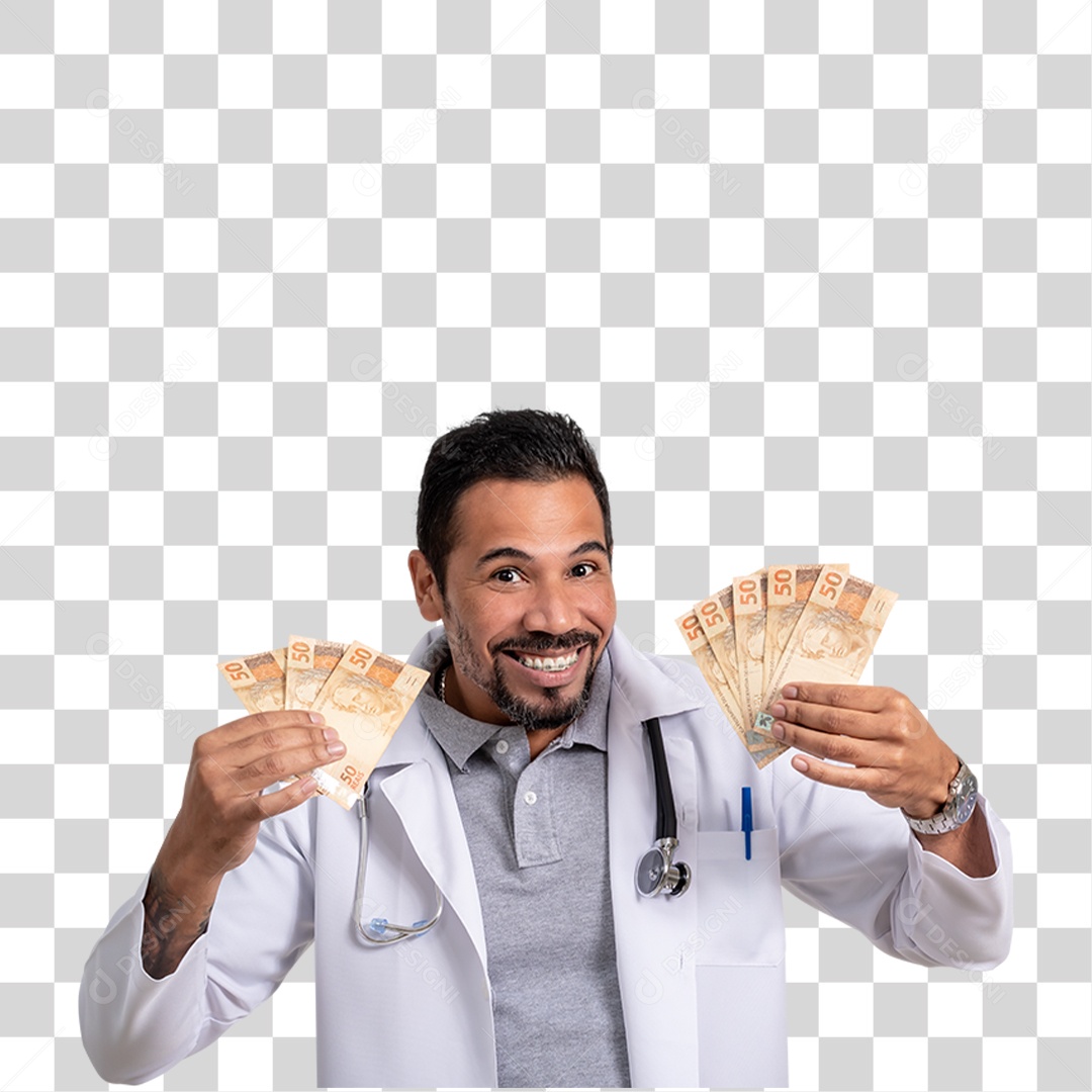 Homem Segurando Dinheiro PNG Transparente