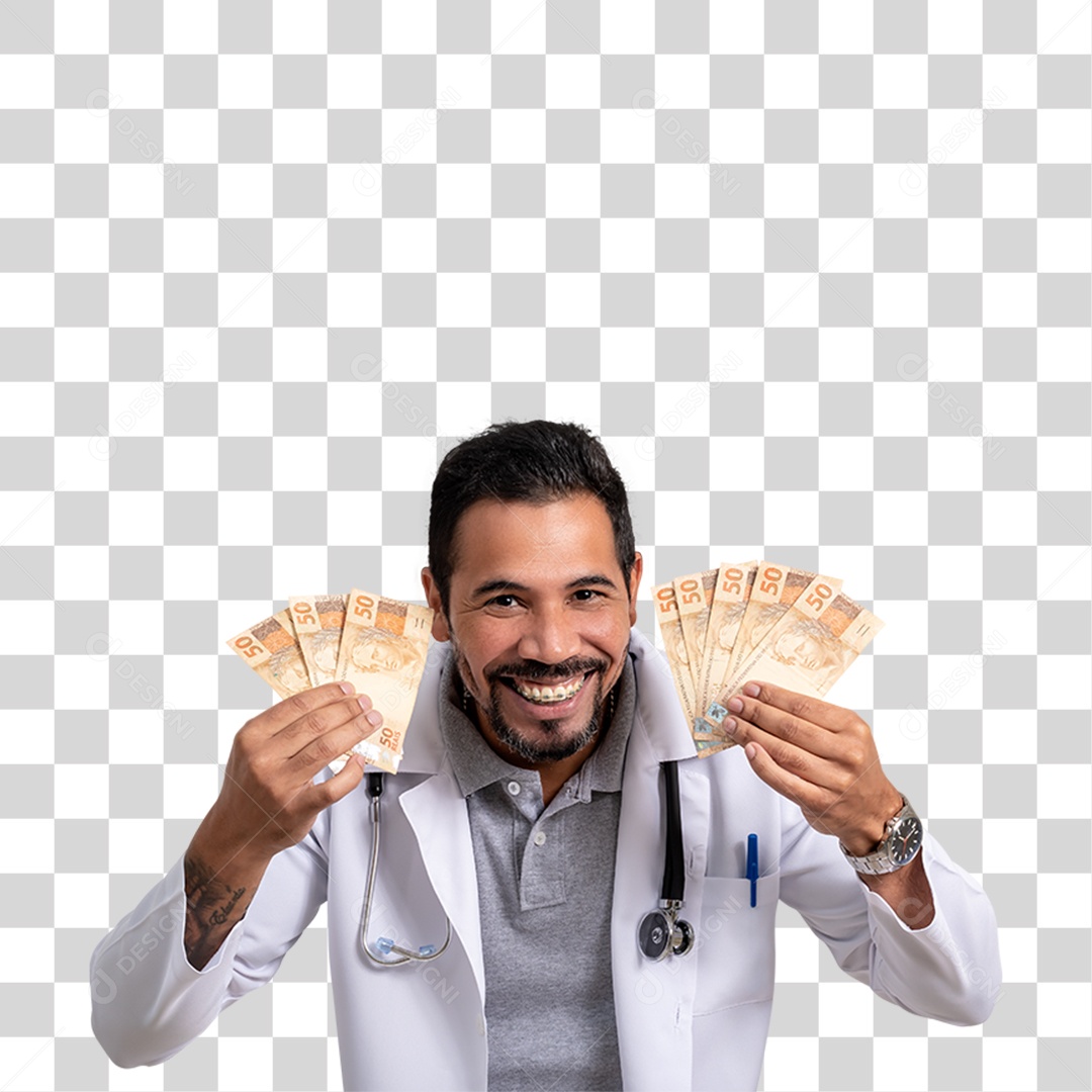 Homem Segurando Dinheiro PNG Transparente