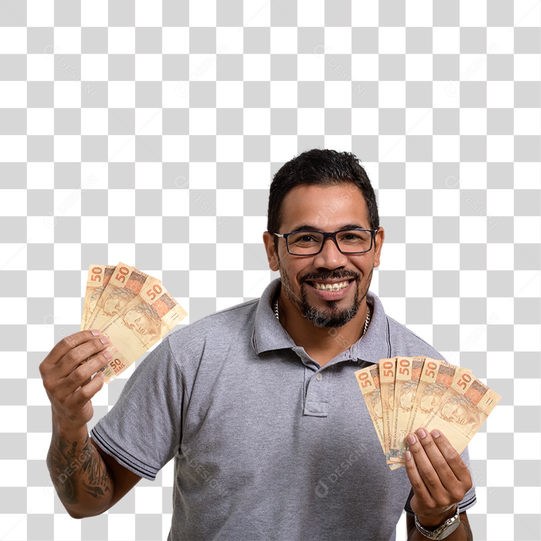 Homem Segurando Dinheiro PNG Transparente