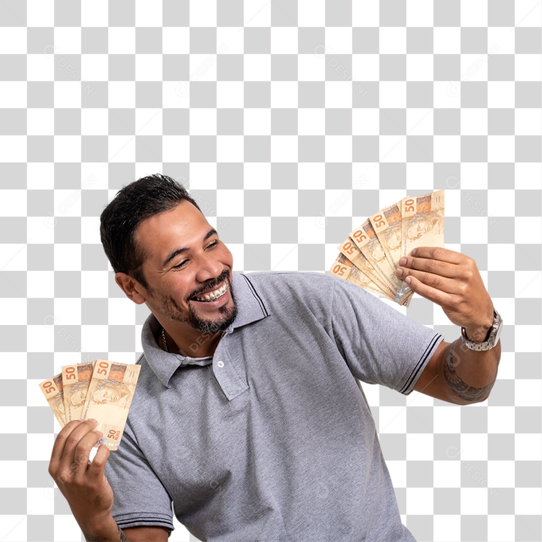 Homem Segurando Dinheiro PNG Transparente