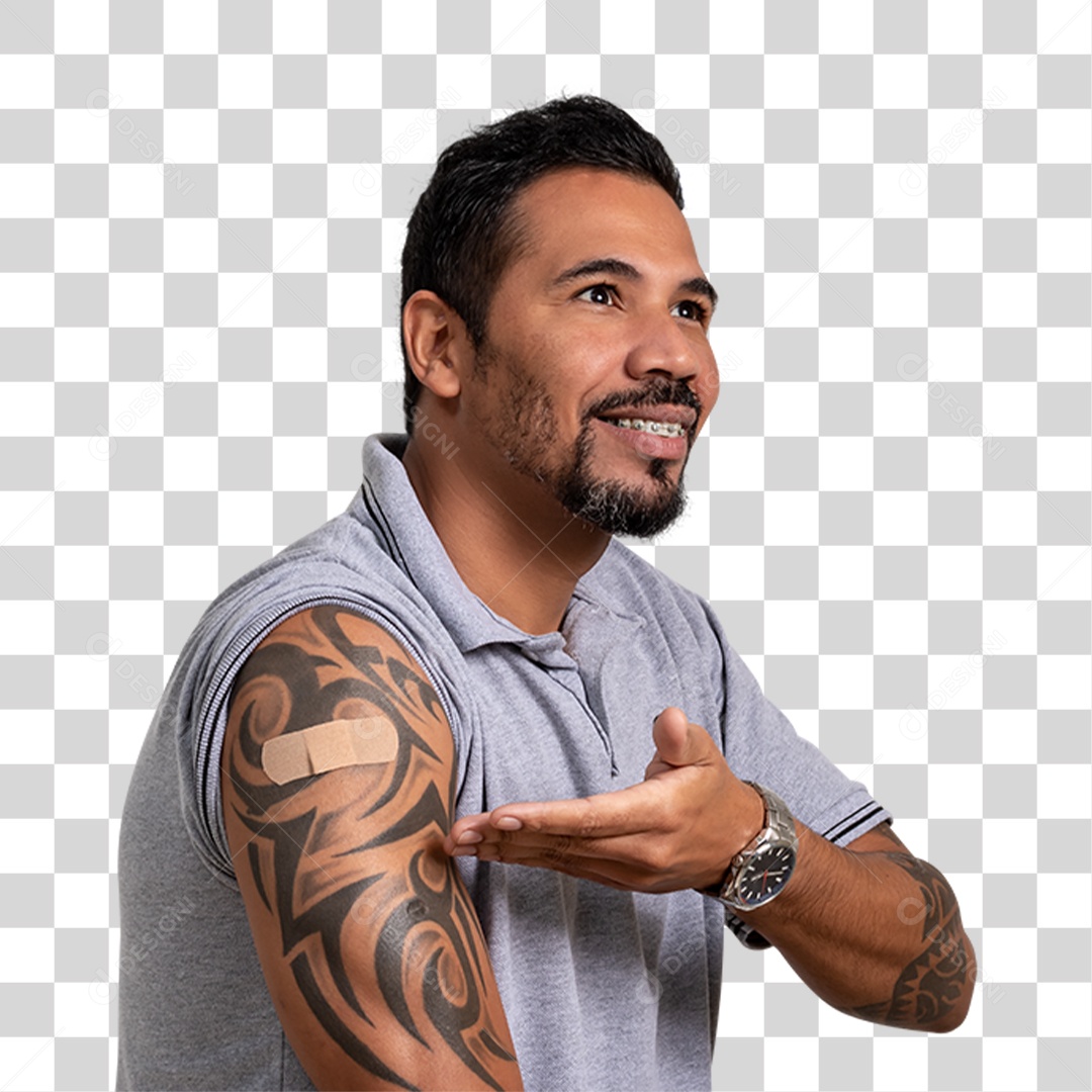 Homem com Vacina no Braço PNG Transparente