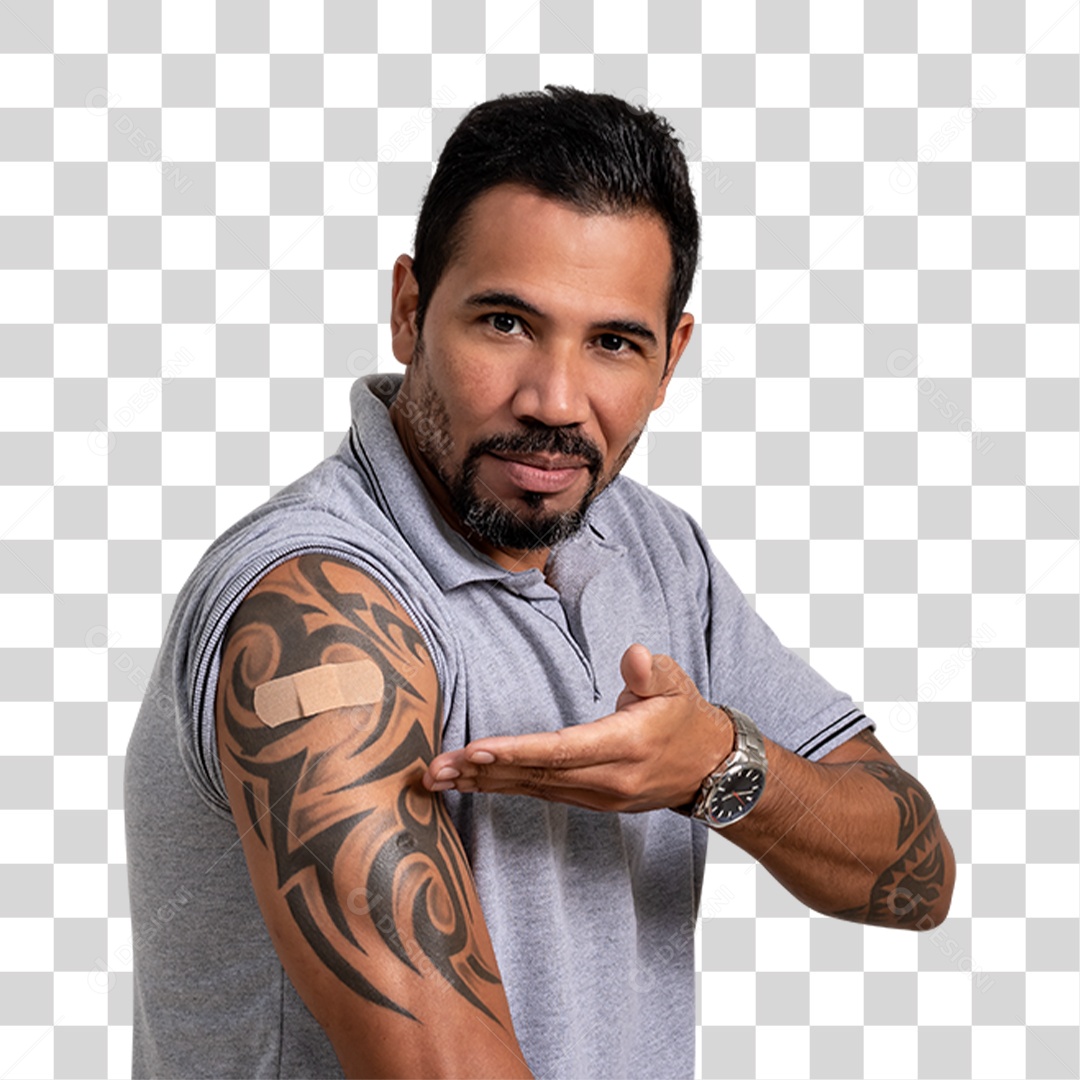 Homem com Vacina no Braço PNG Transparente