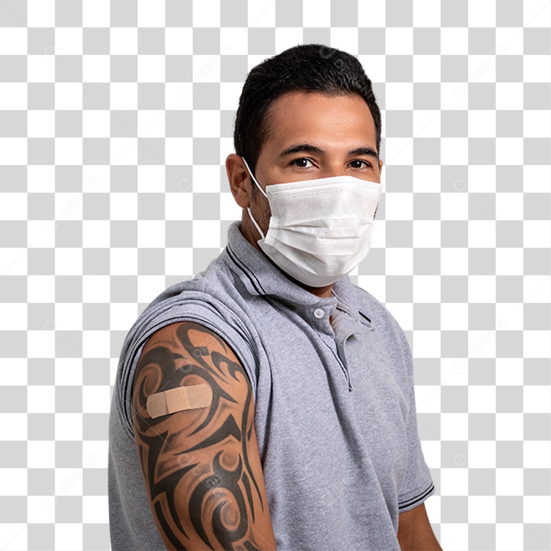 Homem com Vacina no Braço PNG Transparente