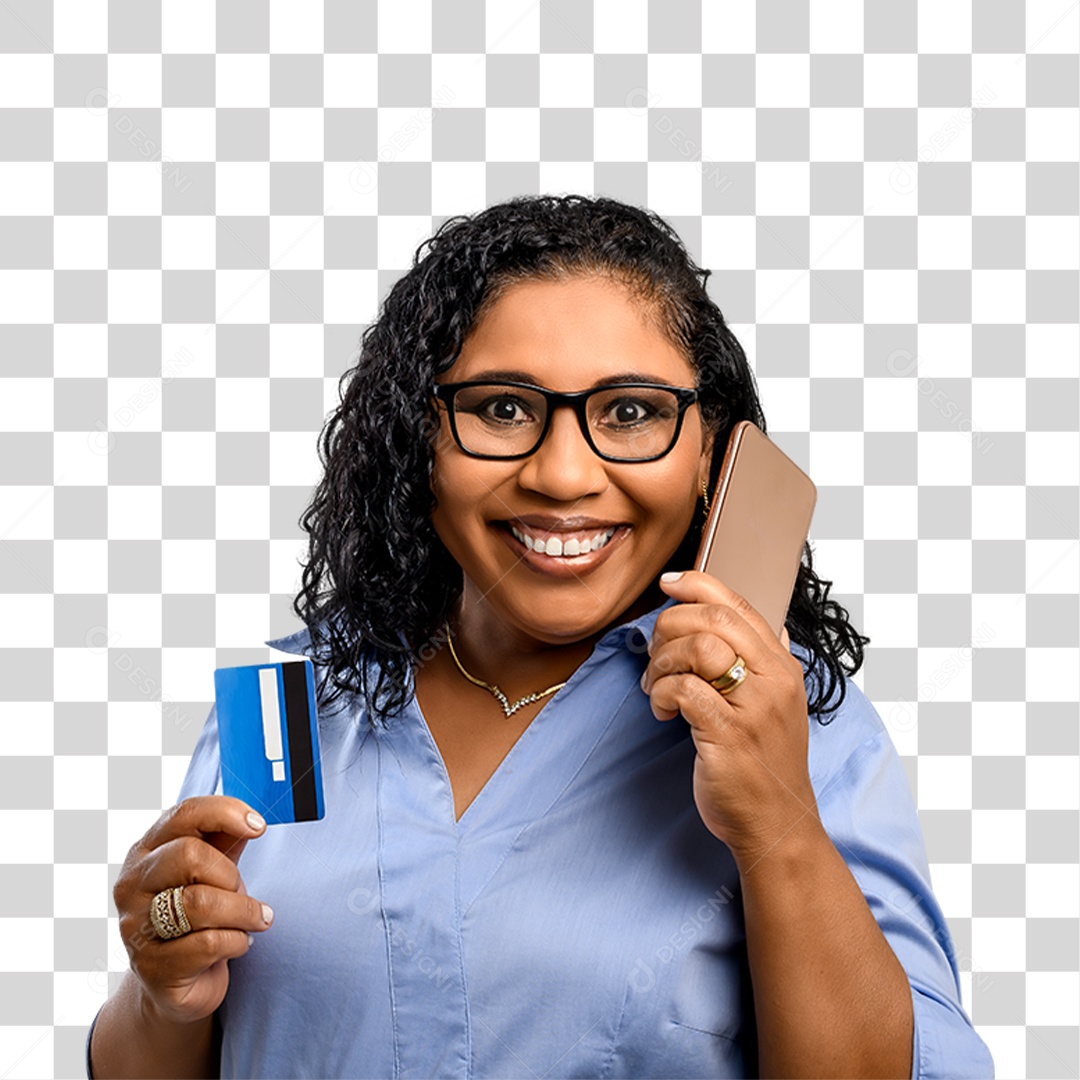 Mulher com Celular nas Mãos PNG Transparente