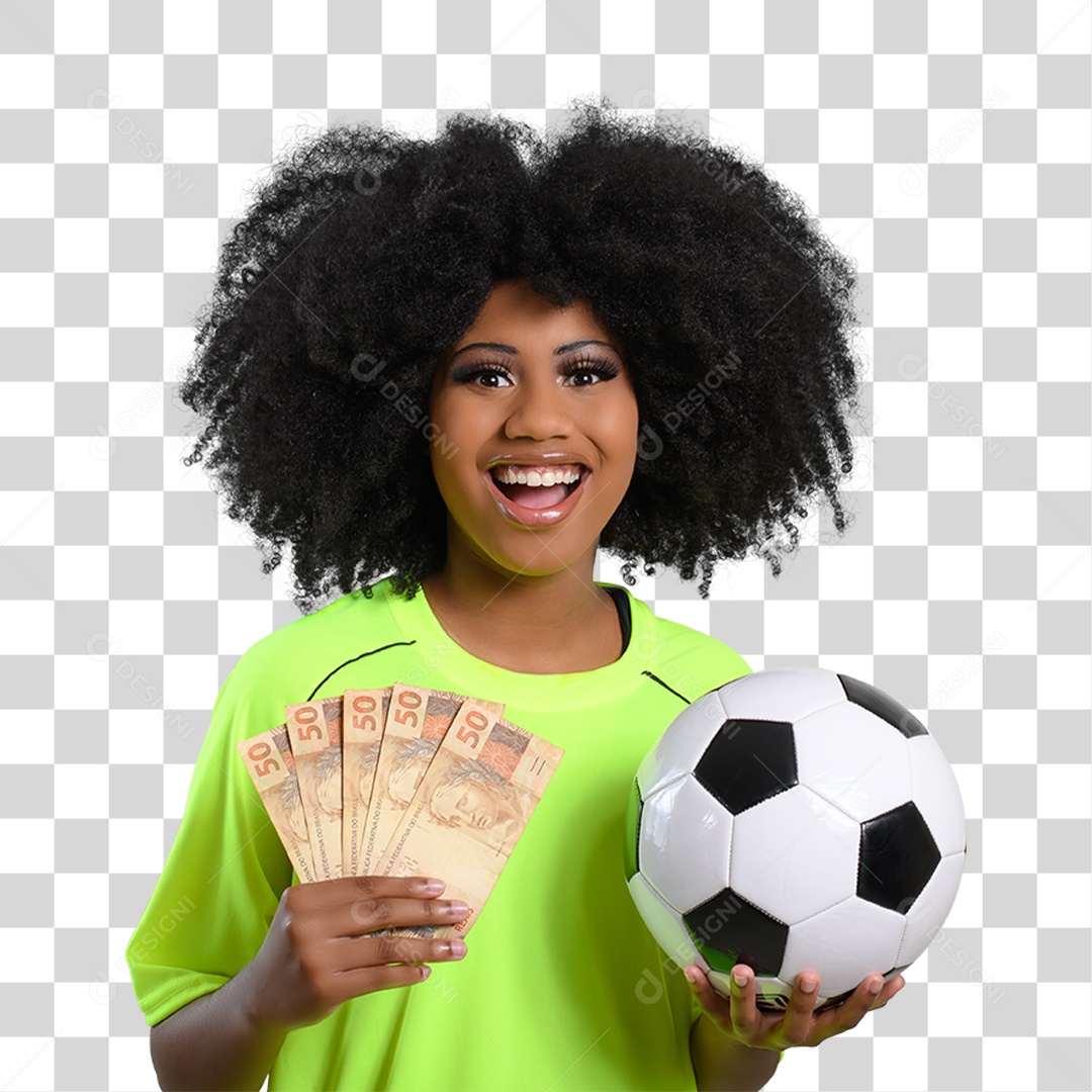 Mulher Morena Segurando Dinheiro PNG Transparente