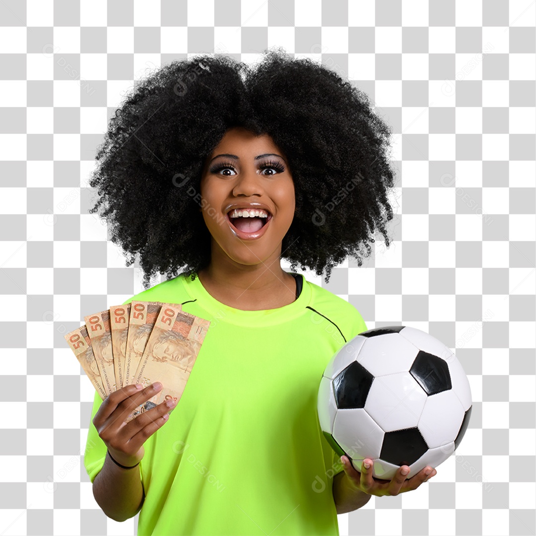 Mulher Morena Segurando Dinheiro PNG Transparente