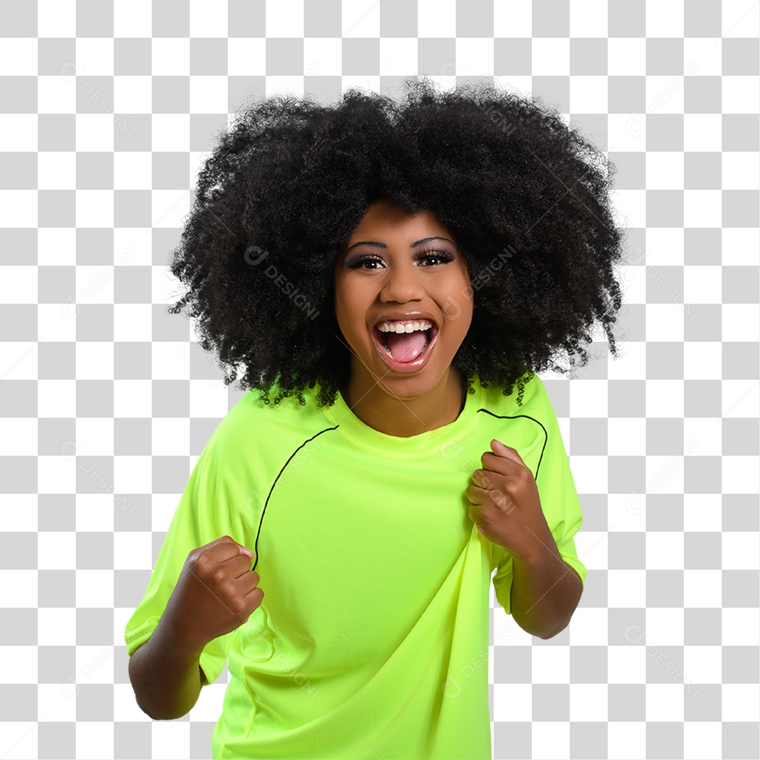 Mulher Morena Fã de Futebol PNG Transparente