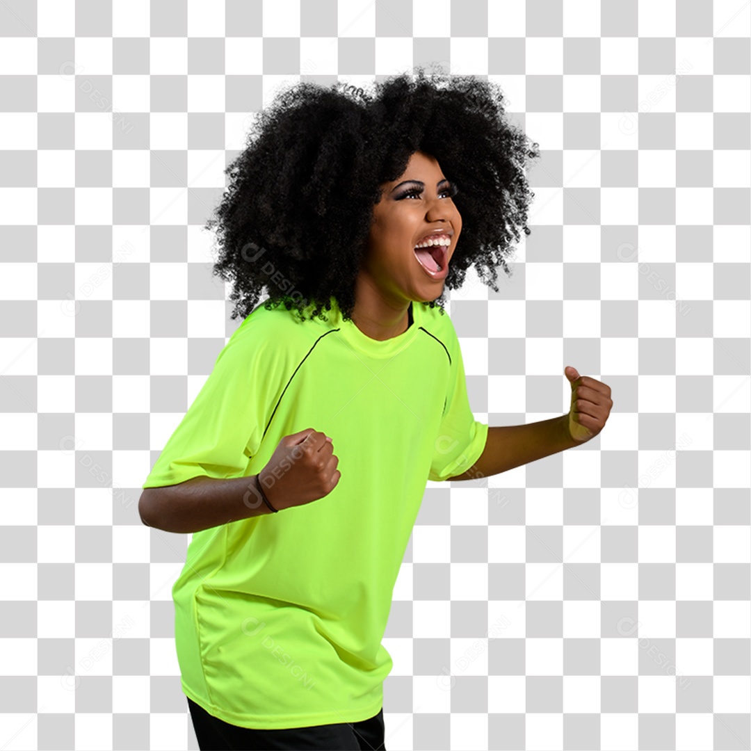 Mulher Morena Fã de Futebol PNG Transparente